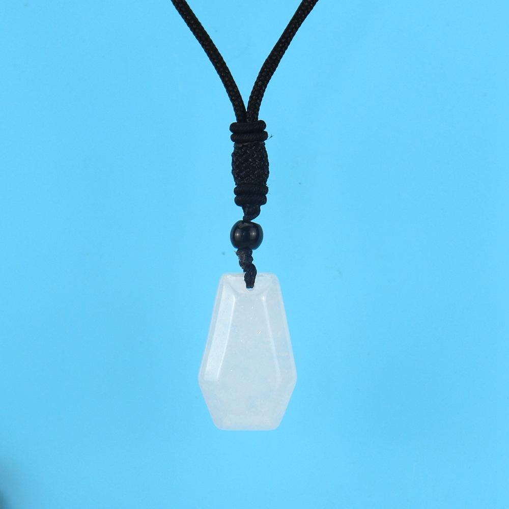 Natural Amethyst Agate Hexahedron Pendant Necklace Rough Stone Gemstone Necklace N615