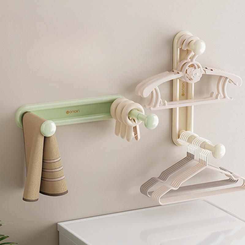 Retractable Hanger Storage Rack Free Punch Artifacts Balcony Finishing Hook Wall Hanging Wall Hanging Folding Household