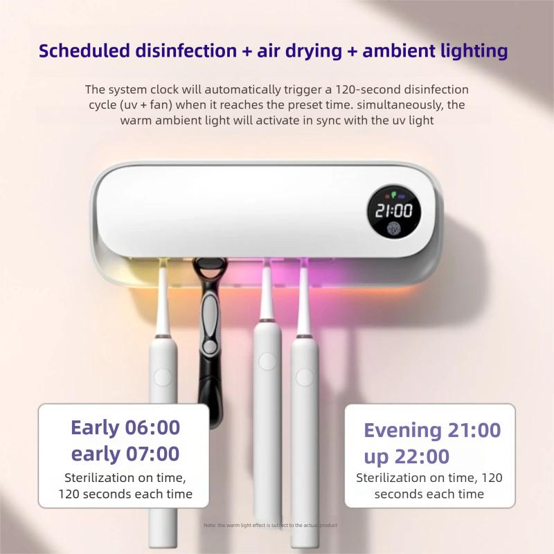Zai Xiao UV Sterilizer Electric Holder Hot Air No Drilling Wall Mounted Bathroom Organizer Toothbrush Storage