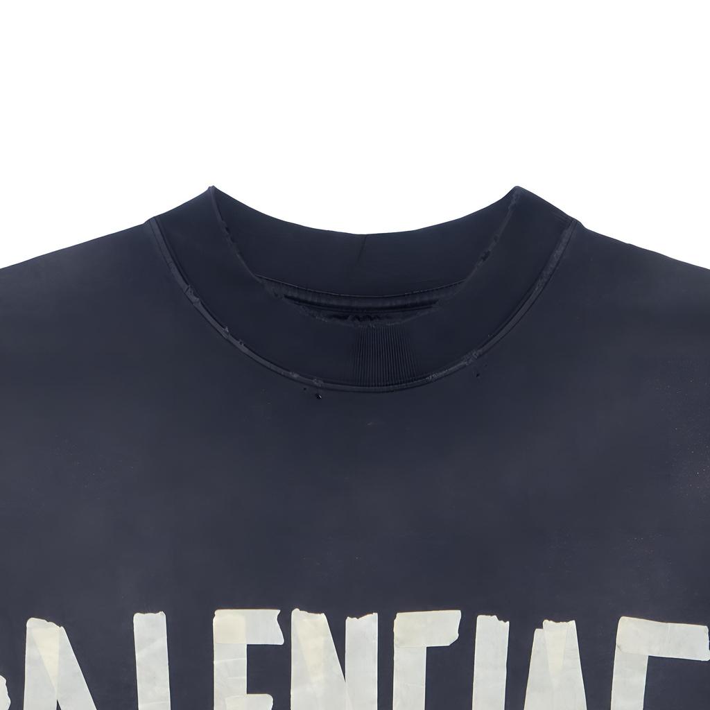 Balenciaga T-shirt da uomo a manica corta, vestibilità media, tipo nastro, nero sbiadito 739784TOVA91055