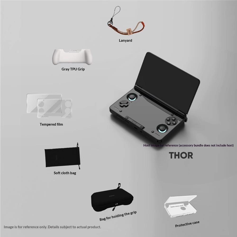 AYN THOR Handheld Grip Case, Protective Cover + Carry Bag + Wrist Strap + Soft Pouch for New Dual-Screen Flip Game Console
