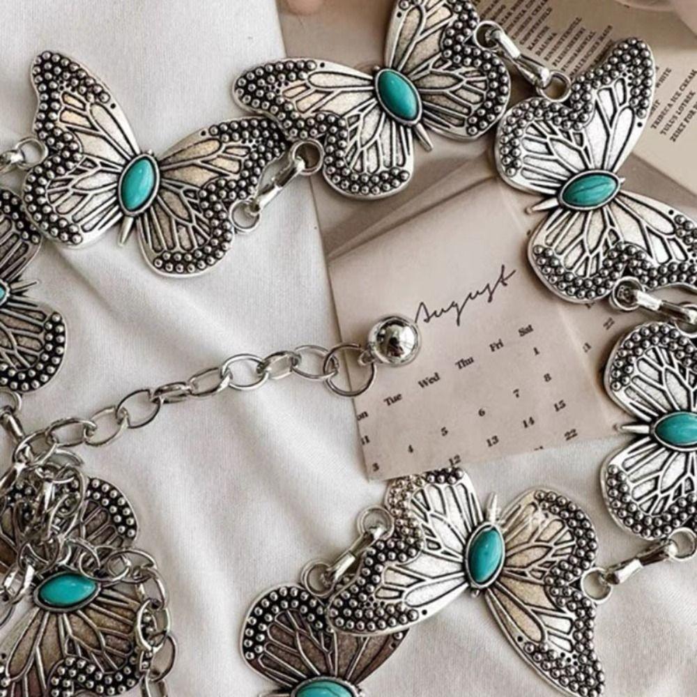Vintage Bohemian Waist Belt Metal Beach Body Chain Unique Turquoise Waist Chain  Women