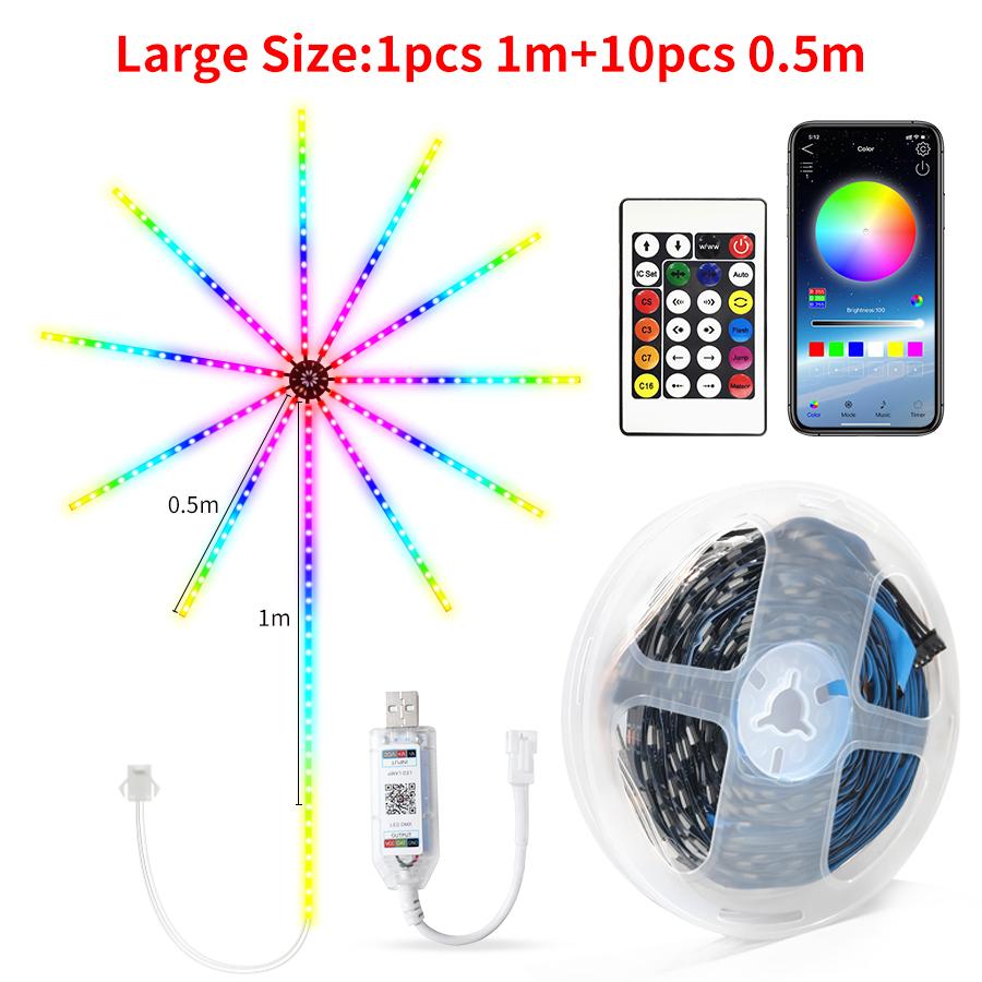 USB Fireworks LED String Lights RGBIC Fairy Lights Dream Color Meteor Lamp for Festival Wedding Party Christmas Decoration