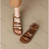 Sandales Vintage pour Femmes 2026 Nouvelles d'Été Extérieur Antidérapantes Plates Décontractées Mode Boucle Sangle Légères Confortables Chaussures Romaines