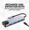 High Quality 5 in 1 USB-C hdmi Hub 5 Ports With 2USB+PD+HDMI+RJ45(1000Mbps) Converter Adapter Fast Charger Type C Hub Multiports