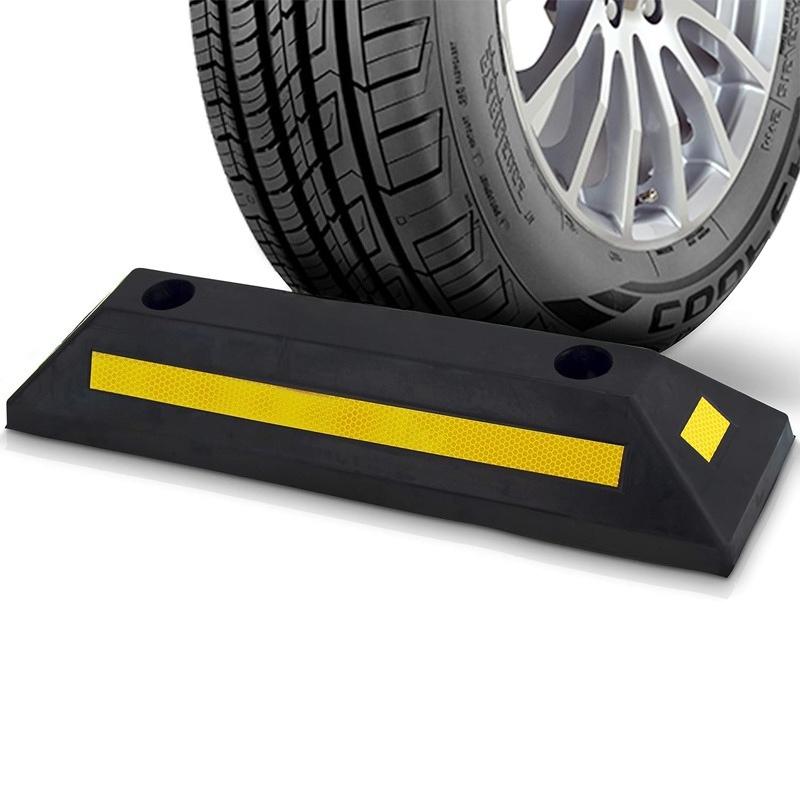 Car Wear Resistant Rubber Car Wheel Chock for Garage Yellow Strips Parking Stopper Durable Tire Guide Block Universal Fit