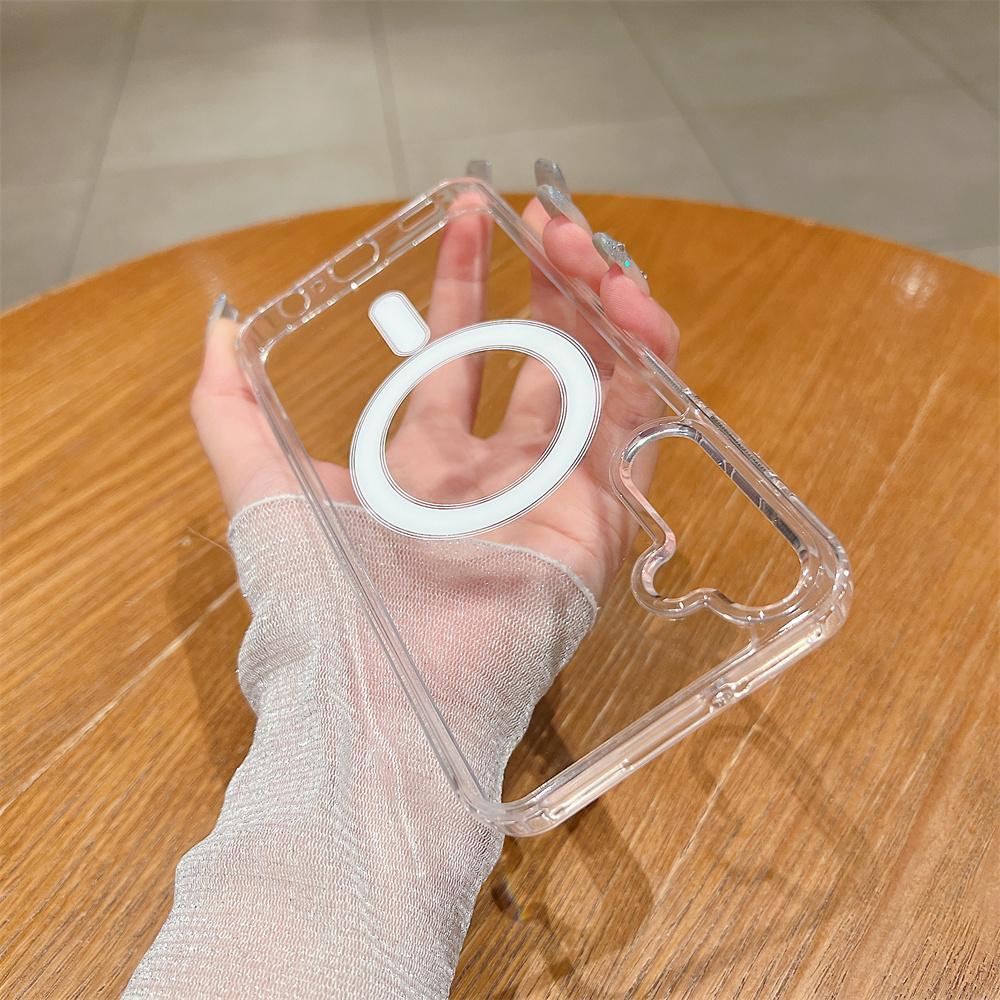 

Магнитный прозрачный акриловый чехол для Samsung Galaxy S25 S24 S23 S22 S21 Plus Ultra FE A55 A35 A15 для чехла для беспроводной зарядки Magsafe For Samsung Galaxy A15 5G чистый