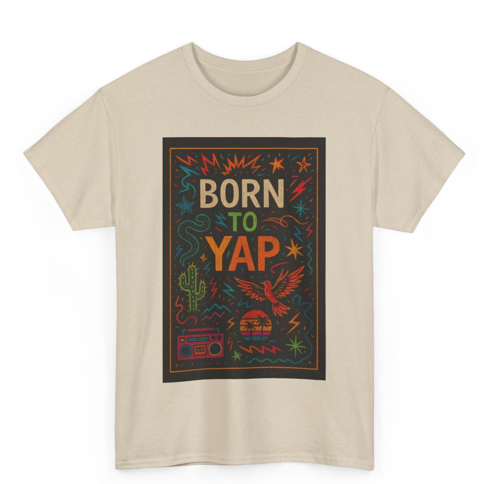 Born to Yap T-Shirt: Funny Retro Graphic Tee for Chatty Souls S