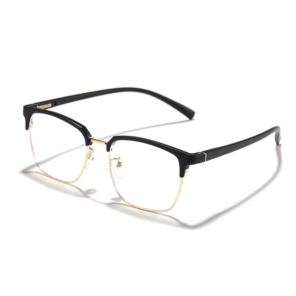 Simple square frame business style anti-blue light glasses Male and female metal students myopia glasses