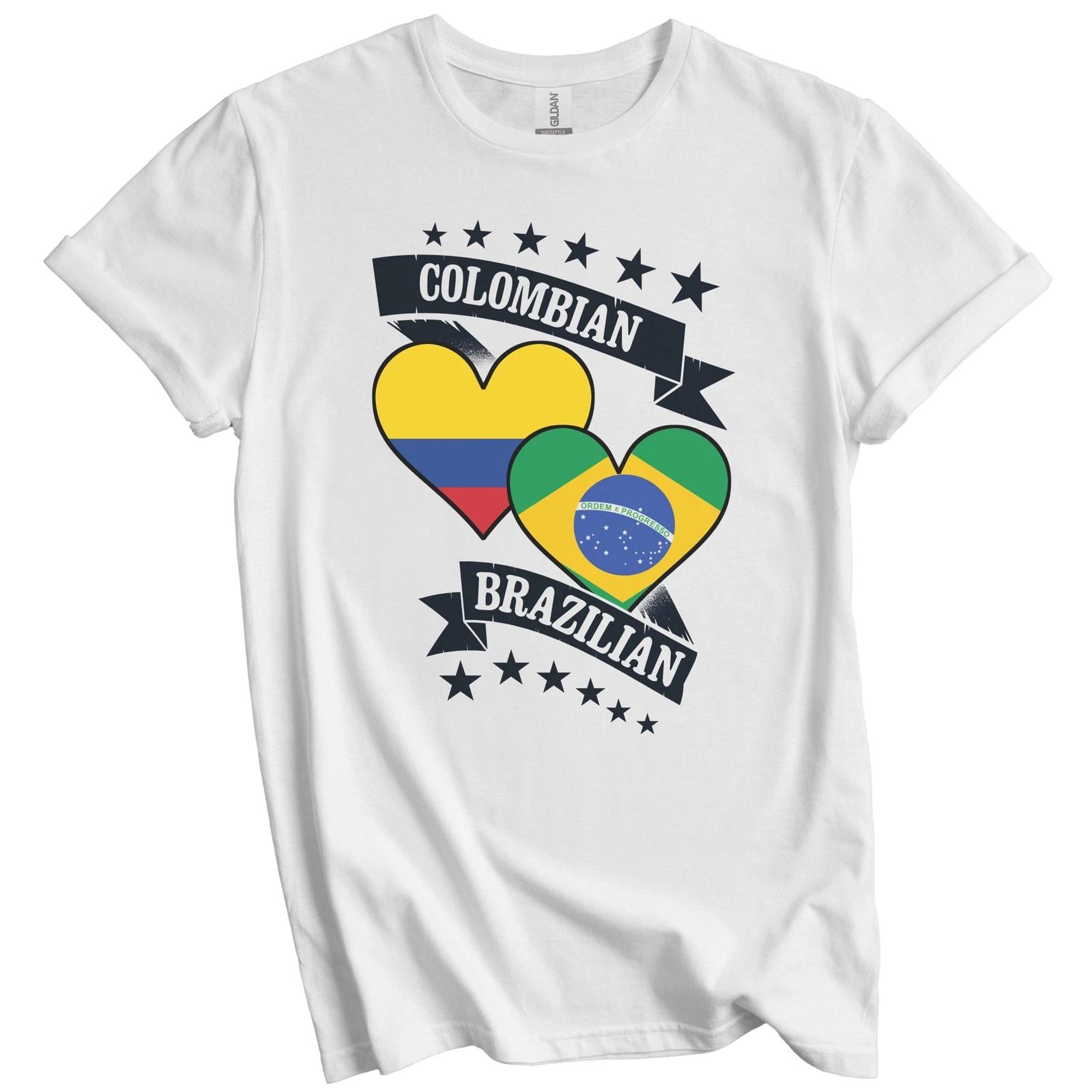 Colombian Brazilian Heart Flags Colombia Brazil T-Shirt L