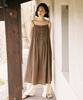 Step Around Pintuck Button Slip Dress_Brown