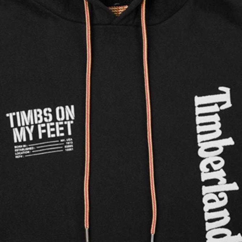 Timberland Letter Print Loose Sports Hoodie Men Hoodies Black A28MP-001