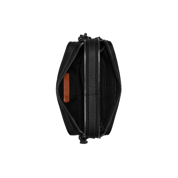Coach Charter 19 Logo Print Double Layer Chain Wallet Charm Leather Camera Bag Handheld Shoulder Crossbody Bag Small Men Bags Black C6293-BLK