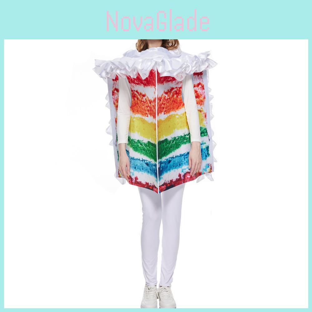 Vibrant Cream Layered Cake Cosplay Costume Unisex Rainbow Themed Outfit For Parties