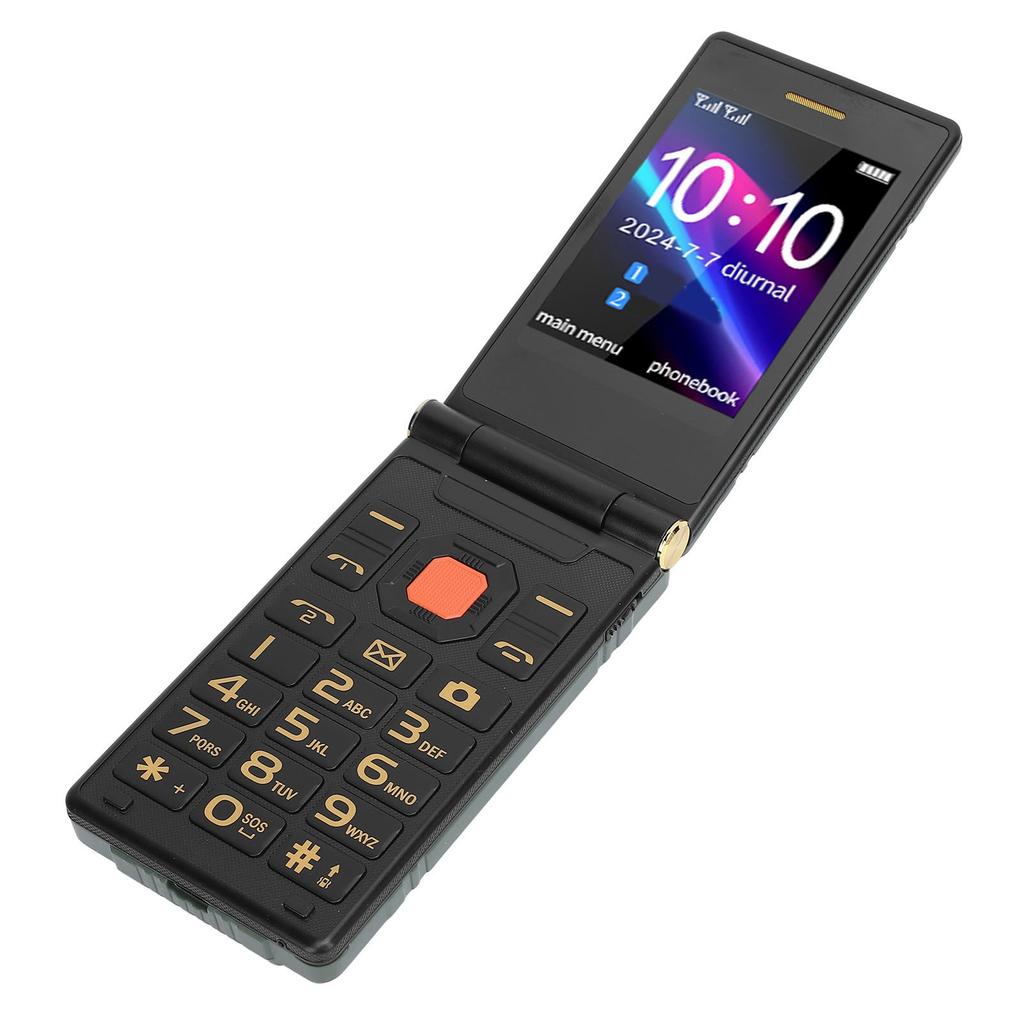 4G Klapphandy Doppelbildschirm 1,3 MP Kamera Wecker Bluetooth Große Schriftarten Große Lautstärke Dual SIM Dual
