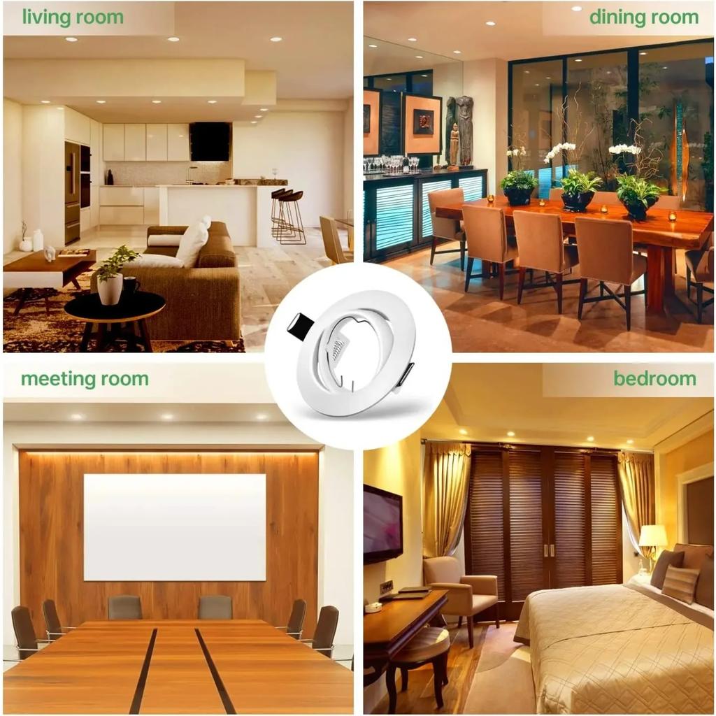 1/10PCS Round Recessed Spotlight GU10 LED Downlight Black LED Ceiling Lights Frame Adjustable for MR16 GU10 Bulb Holder