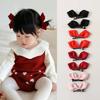 2pcs/set Double-Sided Bow Hair Clips with 3D Bunny Ears Baby Girl Duckbill Clips Cute Hairpins for Toddlers Hair Accessories
