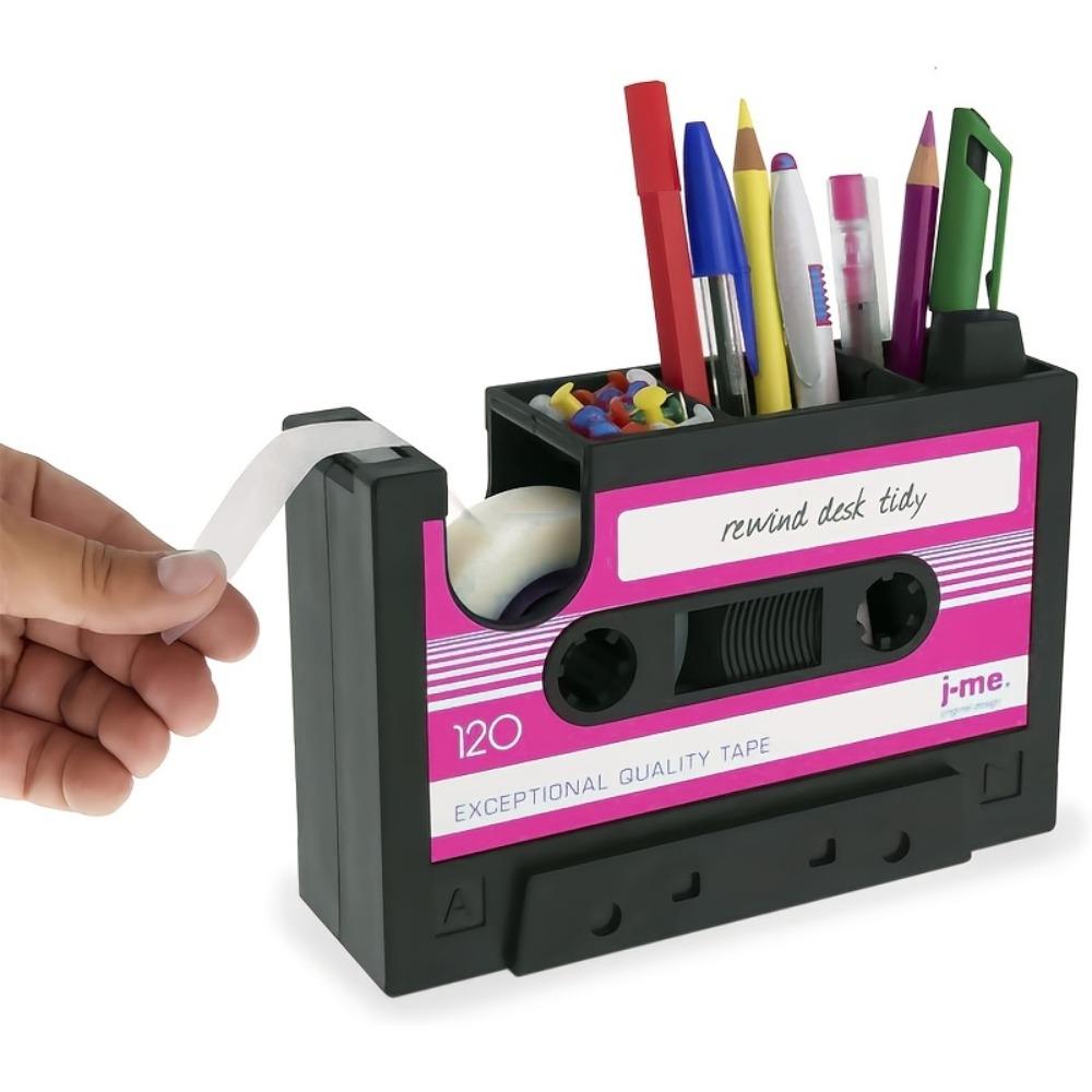 

Multifunctional Vintage Cassette Tape Dispenser Retro Nostalgic Desk Organizer Home рожевий