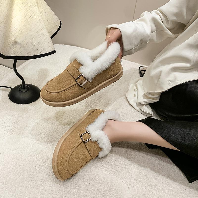 Lazy Shoes Women's Winter 2025 New Casual Versatile Flat Bottom Non-slip Velvet Thickened Warm High-top Cotton Shoes Women