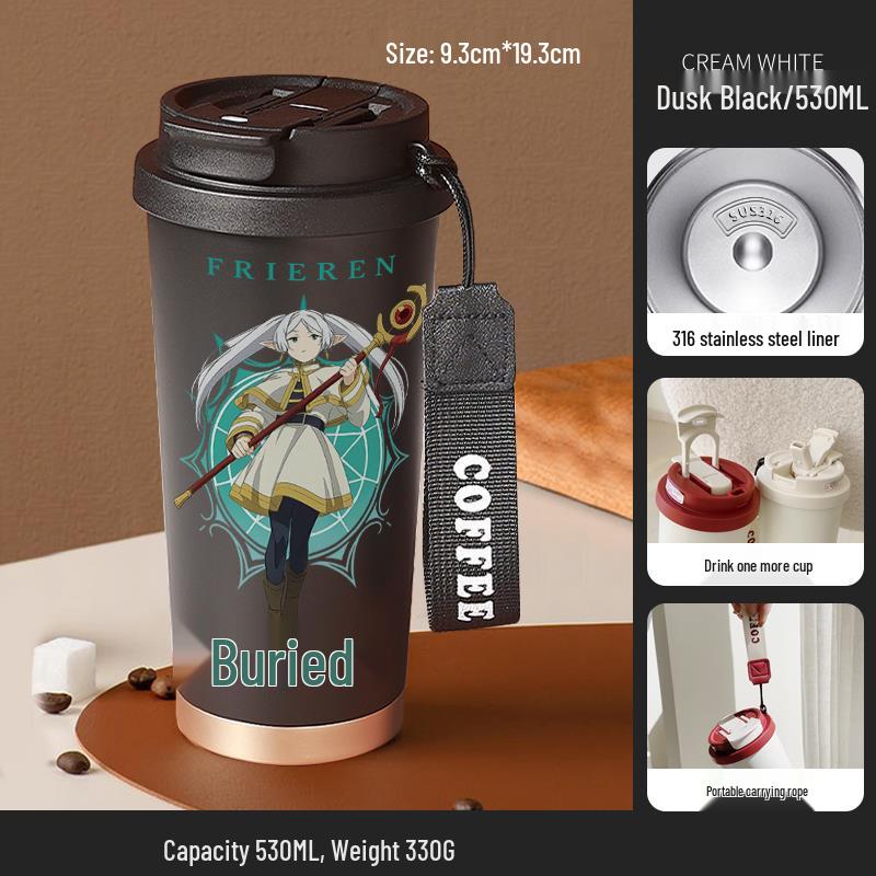 Frieren: Izolovaný hrnek s motivem Beyond Journey's End - Vysoká hodnota, Přenosný studentský hrnek na kávu a vodu