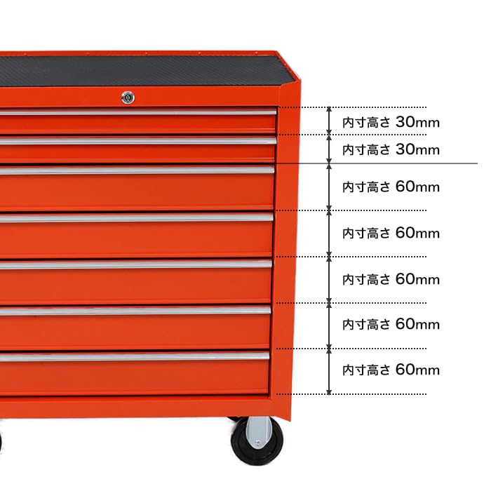 Tool Roller Professional Tool Box 7-tier Box, Cabinet, Extra-large Casters, (black)