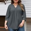 Women's Fashionable Casual Plus-Size V-Neck Button-Down Short-Sleeve Top