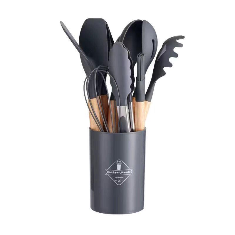 Non-Stick Silicone Spatula and Spoon Set with Wooden Handle - High Temperature Resistant Kitchen Tools
