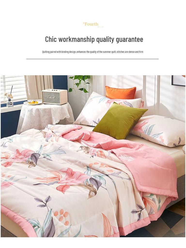 Summer Cool Cotton Quilt: Lightweight, Printed, for Double or Single Bedding