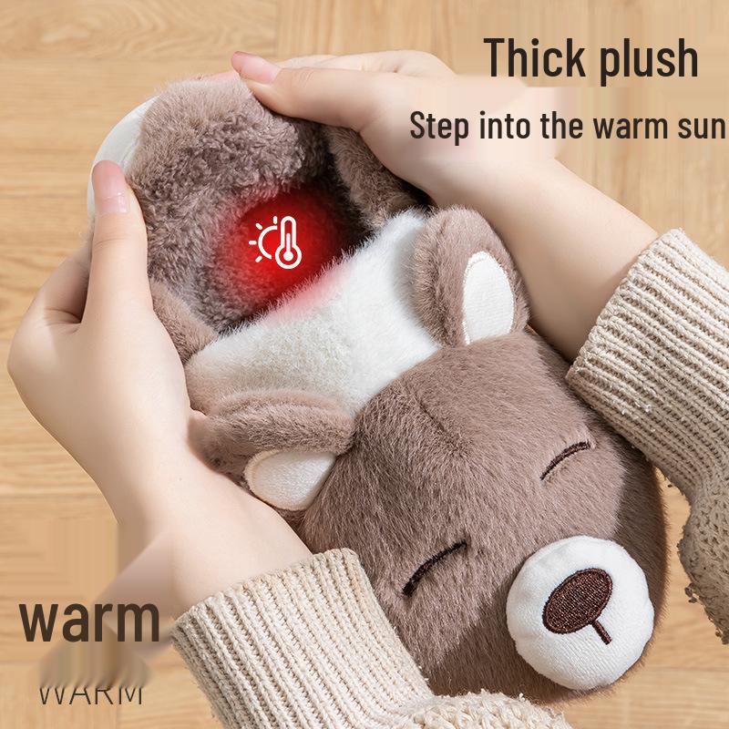 Men's and Women's Winter 2024 Thick-Soled Plush Cotton Slippers - Furry, Cozy, Postpartum Warm Shoes