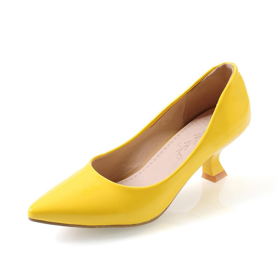 Schuhe in kleinen Größen einfache Pendler-Mittelhochschuhe Frühling und Herbst vier Jahreszeiten Einzelne Schuhe Damenschuhe Schuhe in großen Größen