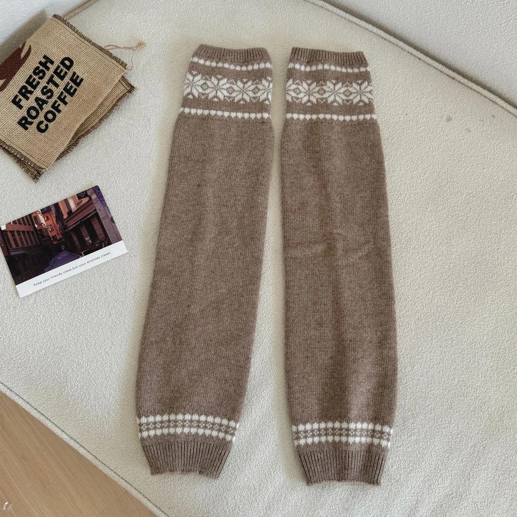 30% Wool Leg Warmers Women Warm Knitted Foot Cover Knee Socks Jk Lolita Girls Long Socks Stockings Leg Warmers Autumn And Winter
