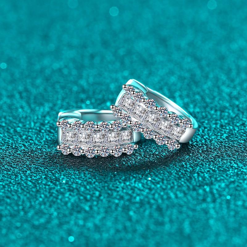 Sterling Moissanite Stud Earrings Women Elegant Hoop Design Lightweight Daily Wear Jewelry