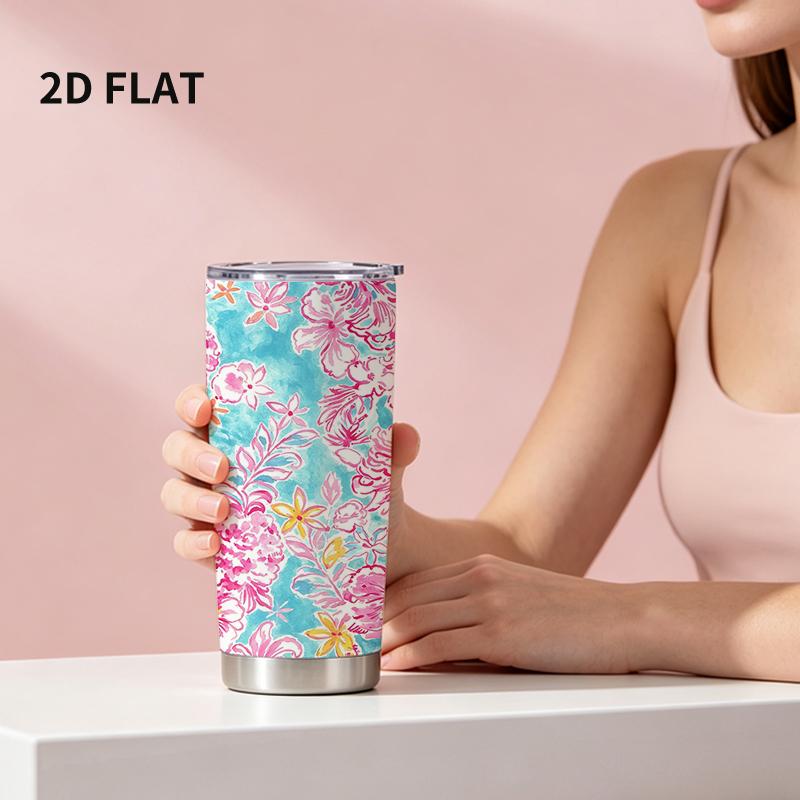 591ml Car Tumbler Hibiscus Hydrangea Element Straw Cup stainless steel tumbler hot cold cup insulated travel cup leakproof tumbler 591ml Car Tumbler