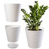 Pot De Fleurs - KADAX - 15 Cm - Plastique - Ecru - Rond Avec Soucoupe
