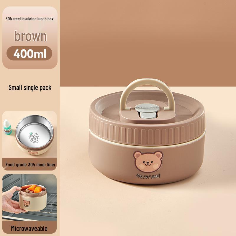 Stainless Steel Insulated Lunch Box & Soup Bowl - Microwave Safe Cartoon Bento for Office Workers