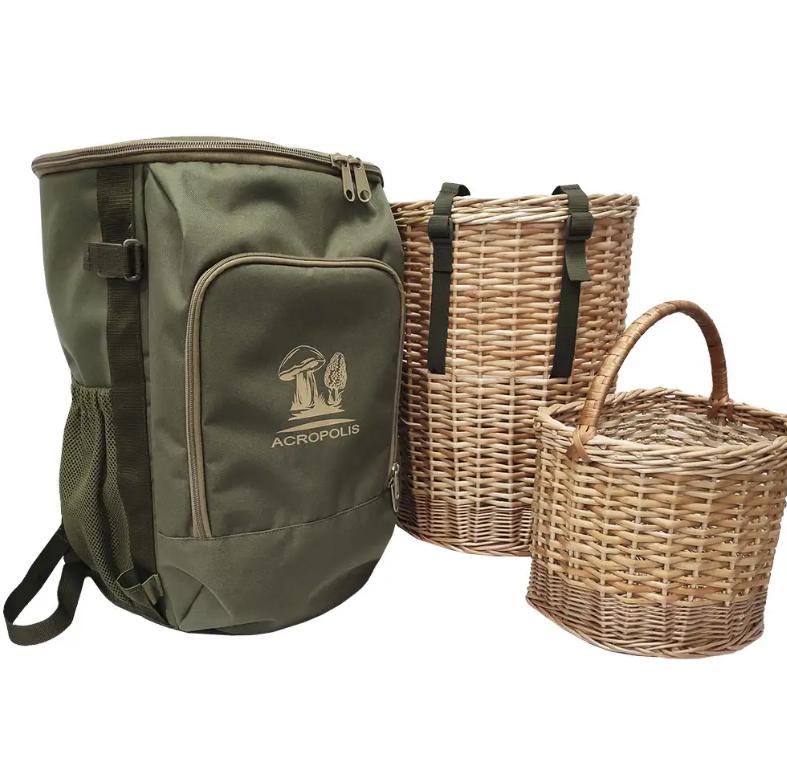

Backpack with 2 wicker baskets for mushroom picker Acropolis