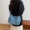 Denim-Tasche mit großem Fassungsvermögen für Damen, mehrlagige Umhänge-Crossbody-Tasche