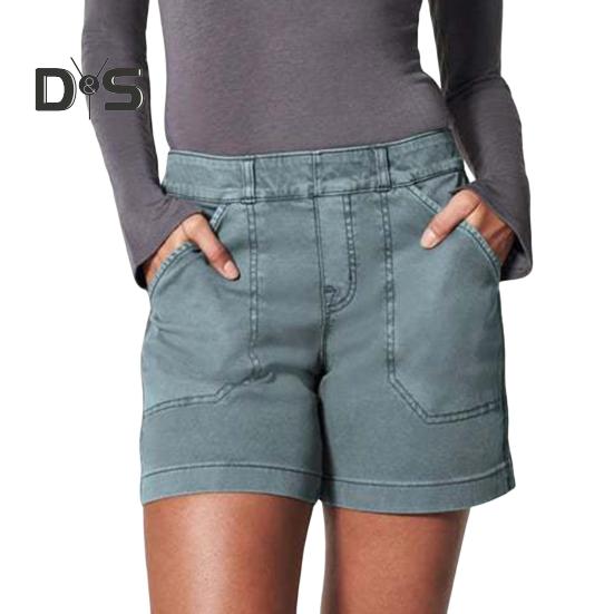 Pantalones cortos cargo para mujer, de poner, de cintura alta, elásticos, pantalones cortos casuales ajustados con bolsillos, conjunto de playa de verano