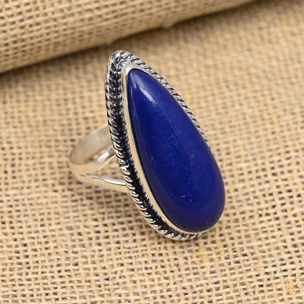 Lapis Lazuli Gemstone 925 Solid Silver Jewelry Wonderful Ring Perfect Gift For Anniversary