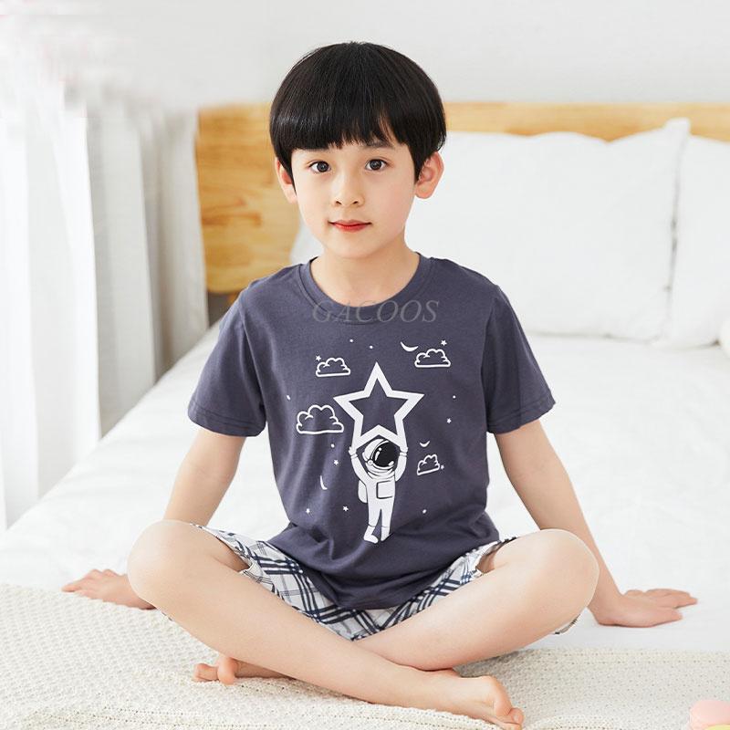 Baby Boys Pajamas Summer Short Sleeved Children's Clothing Sleepwear Teen Pajama Cotton Pyjamas Sets for Kids 6 8 10 12 14 Years