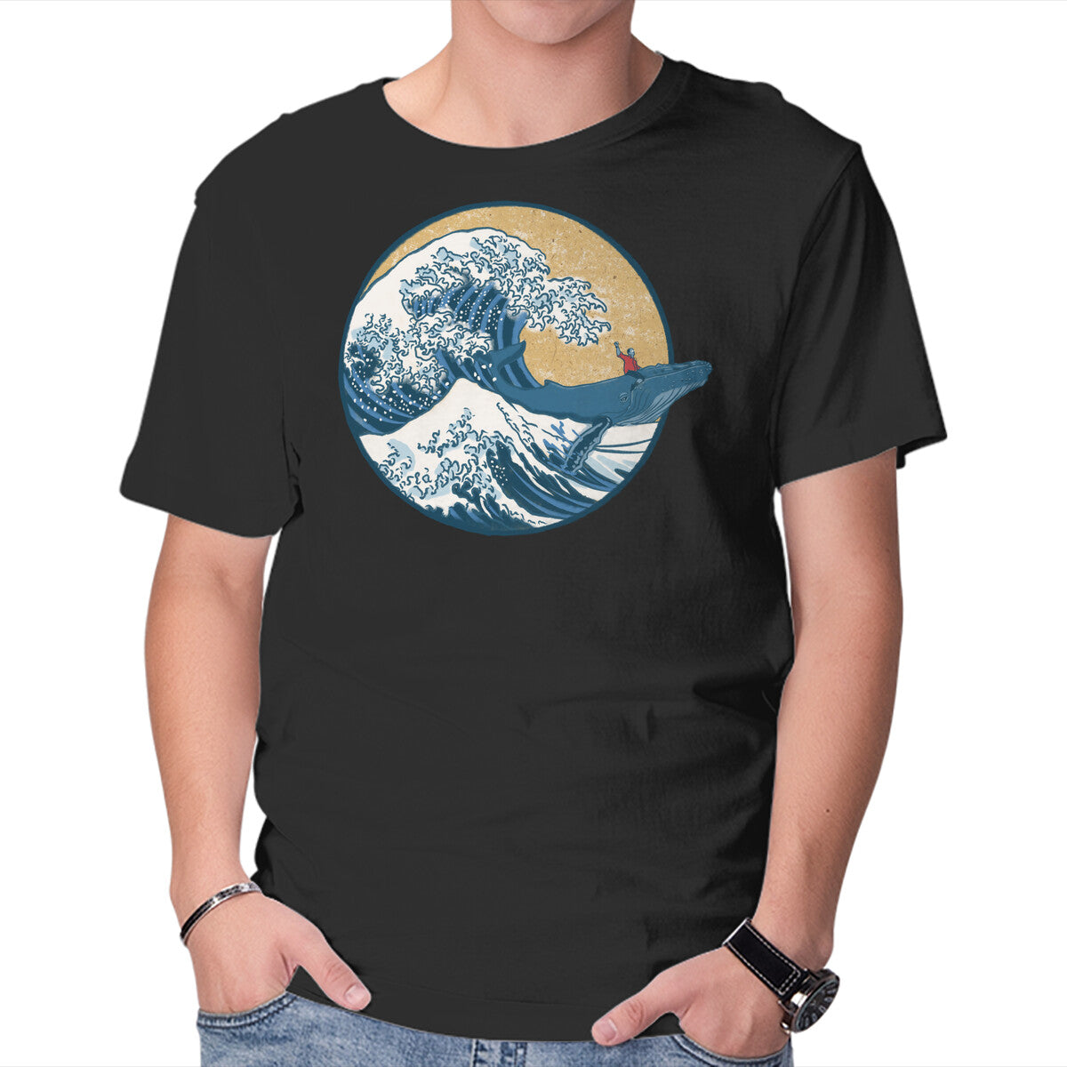 Unisex Crew Neck T-Shirt Great Wave Great Beast Graphic Short Sleeve Casual Tee S