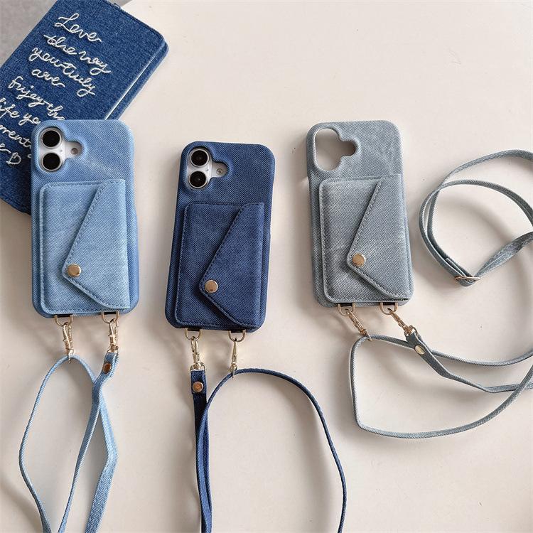 Applicable To iphone14Pro Denim Card Case Crossbody 11/12promax Envelope Card Case Change Protective Case