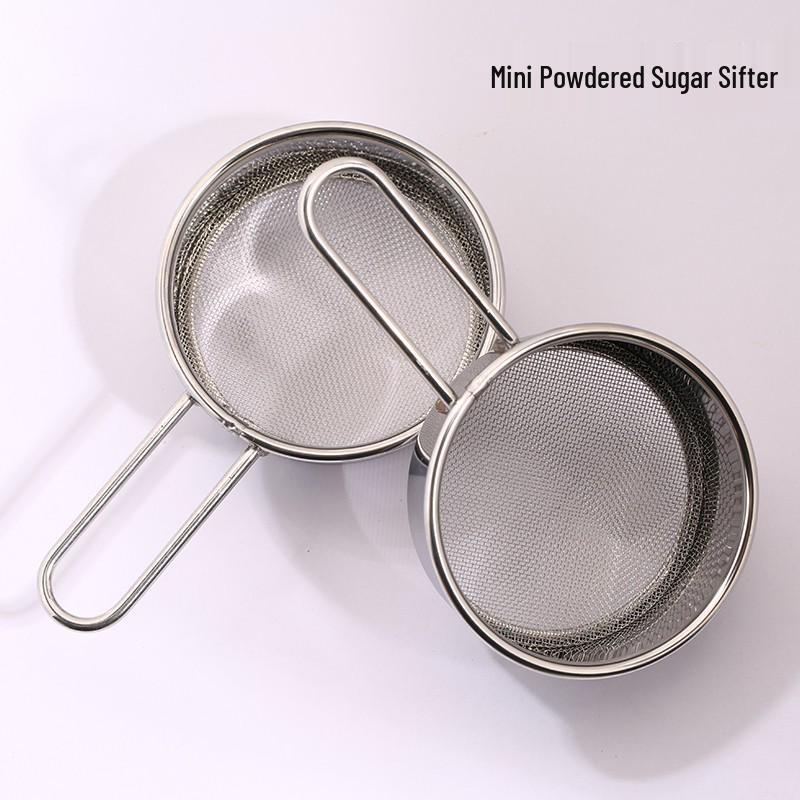 Available Stainless Steel Handheld Mini Flour Sifter, 40 Mesh Sugar and Cocoa Powder Duster for Baking.