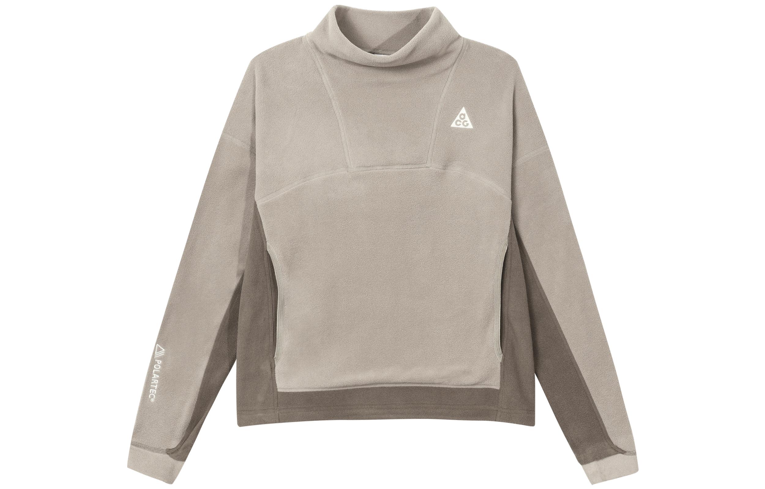 Nike ACG Wolf Tree Logo Stand Collar Comfortable Casual Fleece Lined Long Sleeved Sweatshirt Women s Ore Gray DQ5843-087 S