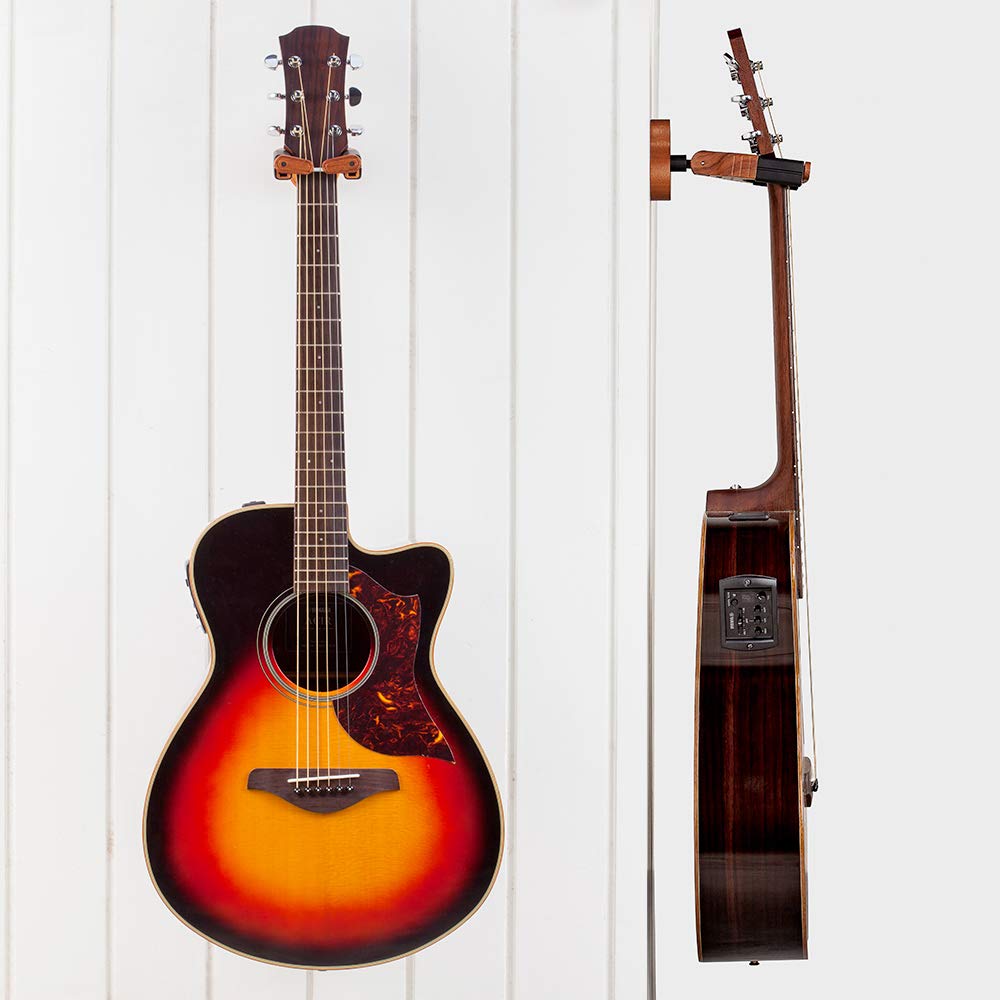 Neboic Wall-Mounted Guitar Hanger with Auto-Locking Guitar-Shaped Hardwood Base, 15kg Weight Capacity, Guitar Hook, for Acoustic, Electric, and Bass
