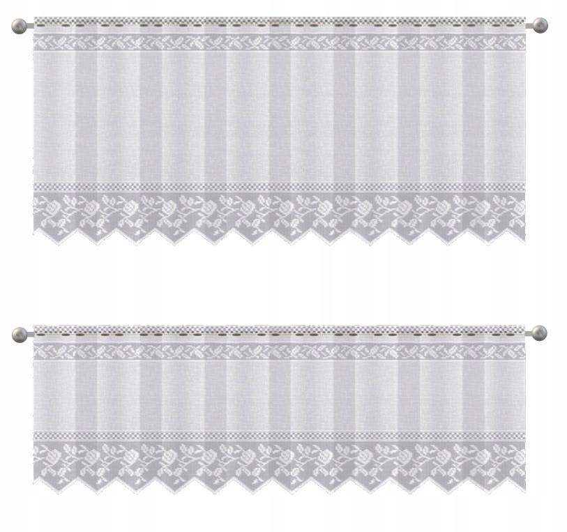 ZAZDROSKA ZAZDROSKA jacquard kitchen curtain in a crochet style, WHITE 300x120