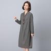 2025 New Style V-Neck Printed Dress for Women - Age-Reducing, Belly-Covering, Loose Casual Wear for Middle-Aged Moms in Spring & Autumn