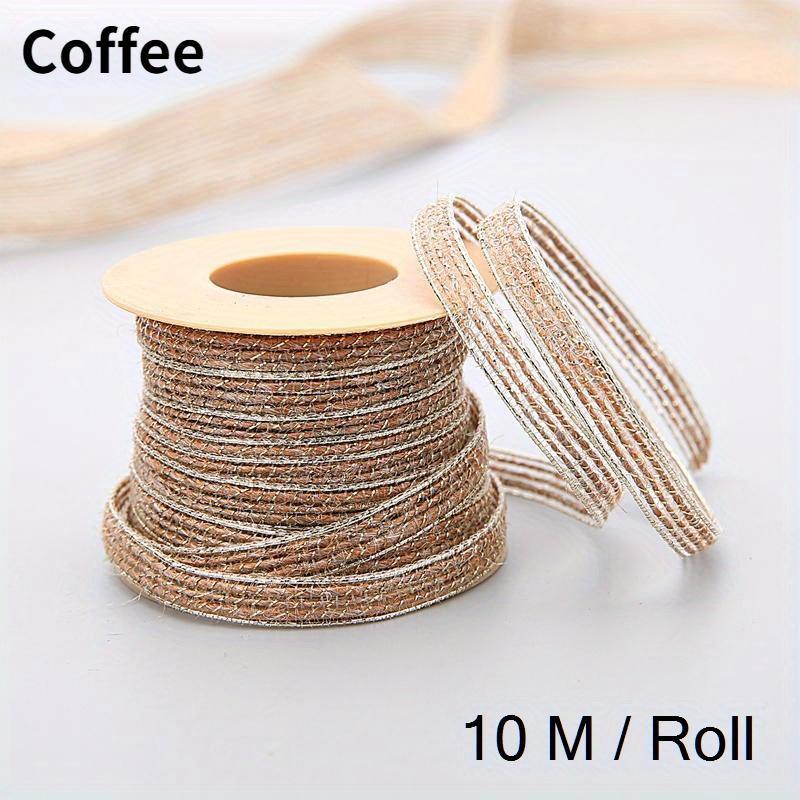10M/Roll Vintage Jute Burlap Hessian Ribbon with Lace Rustic Wedding Party Decoration Christmas DIY Craft Gift Packing Webbing