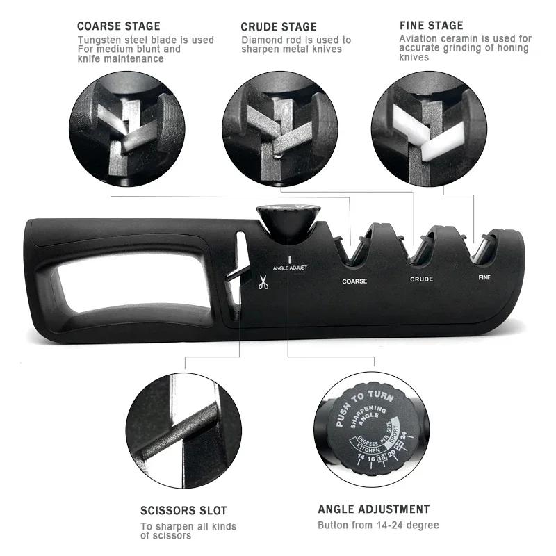 knife sharpener with adjustable angle, kitchen scissors, professional grinder, knife wheel sharpening tool kitchen gadgets