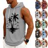 Débardeur Homme Sweat à Capuche Sans Manches Salle de Sport Chemise Lavée Sports Débardeur Fitness Musculation Avec Capuche